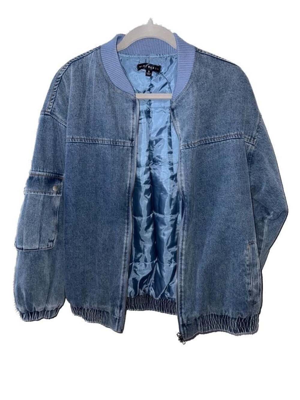 Blue Blush Denim Bomber Jacket Size S